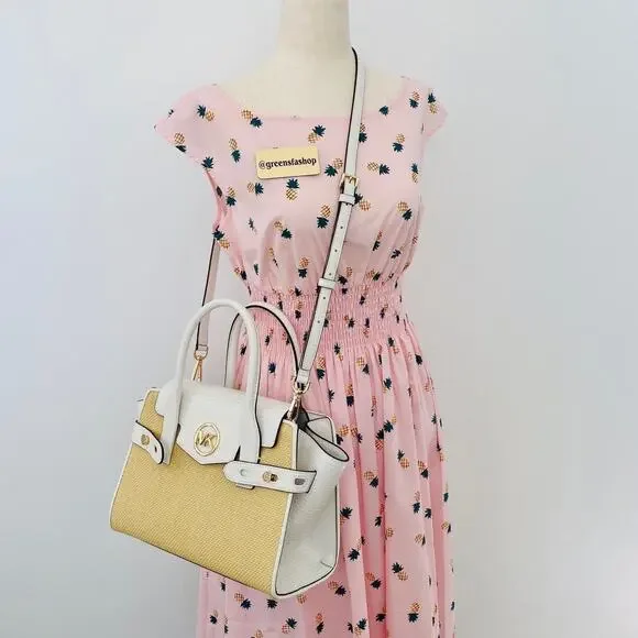 Michael Kors Purse Carmen Medium Flap Satchel shoulder bag optic white new - Picture 9 of 9